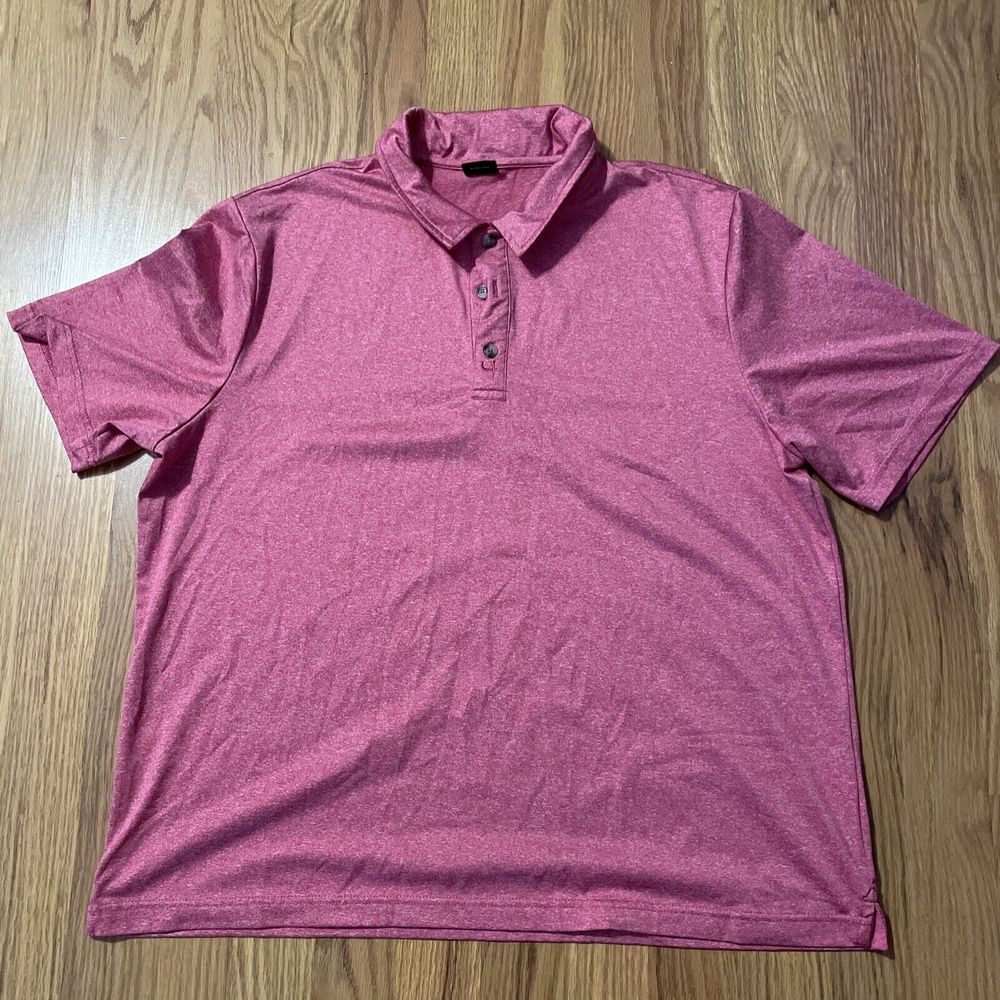 Short Par 4 Shirt Mens Sz XL‎ Red Polo Golf Performance Stretch Casual